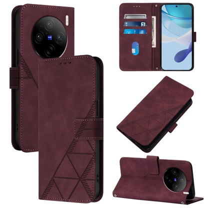 Crossbody 3D Embossed Flip Leather Phone Case, For vivo X100 Pro, For vivo X100