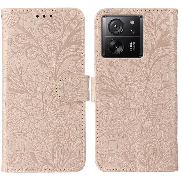 Lace Flower Embossing Flip Leather Phone Case, For Xiaomi 13T / 13T Pro