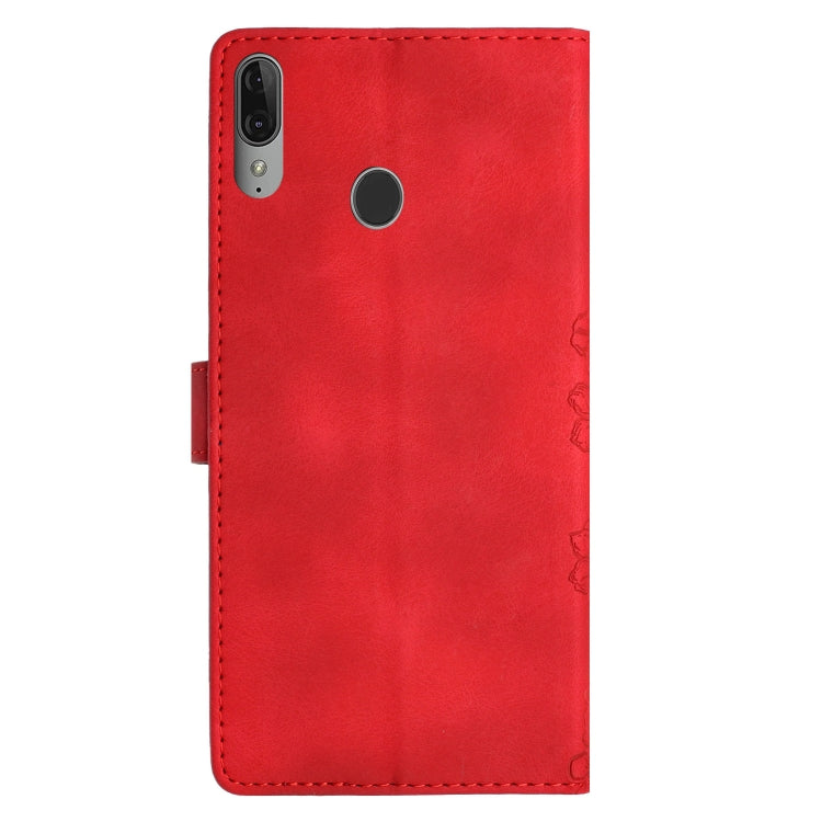 Cherry Blossom Butterfly Skin Feel Embossed PU Phone Case, For Motorola Moto E6 Plus, For Motorola One Action