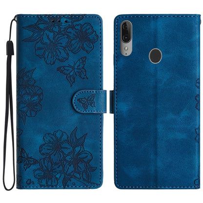 Cherry Blossom Butterfly Skin Feel Embossed PU Phone Case, For Motorola Moto E6 Plus, For Motorola One Action