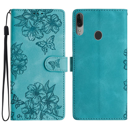 Cherry Blossom Butterfly Skin Feel Embossed PU Phone Case, For Motorola Moto E6 Plus, For Motorola One Action