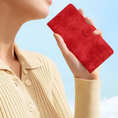 Cherry Blossom Butterfly Skin Feel Embossed PU Phone Case, For Xiaomi Redmi 9, For Xiaomi Redmi 9C, For Xiaomi Redmi Note 8T