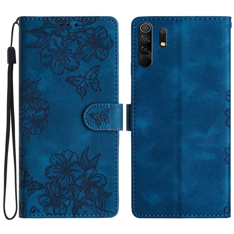 Cherry Blossom Butterfly Skin Feel Embossed PU Phone Case, For Xiaomi Redmi 9, For Xiaomi Redmi 9C, For Xiaomi Redmi Note 8T