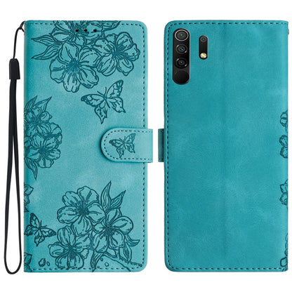 Cherry Blossom Butterfly Skin Feel Embossed PU Phone Case, For Xiaomi Redmi 9, For Xiaomi Redmi 9C, For Xiaomi Redmi Note 8T