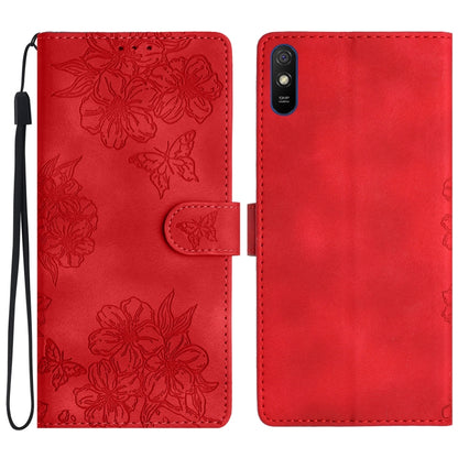Cherry Blossom Butterfly Skin Feel Embossed PU Phone Case, For Xiaomi Redmi 10 2022, For Xiaomi Redmi Note 11 4G Global, For Xiaomi Redmi 10, For Xiaomi Redmi Note 10 5G, For Xiaomi Redmi Note 10S, For Xiaomi Redmi Note 10 Pro Max                      ...