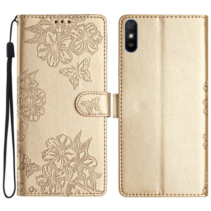 Cherry Blossom Butterfly Skin Feel Embossed PU Phone Case, For Xiaomi Redmi 10 2022, For Xiaomi Redmi Note 11 4G Global, For Xiaomi Redmi 10, For Xiaomi Redmi Note 10 5G, For Xiaomi Redmi Note 10S, For Xiaomi Redmi Note 10 Pro Max                      ...