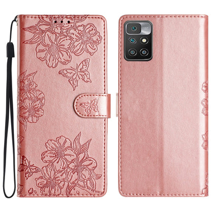 Cherry Blossom Butterfly Skin Feel Embossed PU Phone Case, For Xiaomi Redmi 10 2022, For Xiaomi Redmi Note 11 4G Global, For Xiaomi Redmi 10, For Xiaomi Redmi Note 10 5G, For Xiaomi Redmi Note 10S, For Xiaomi Redmi Note 10 Pro Max                      ...
