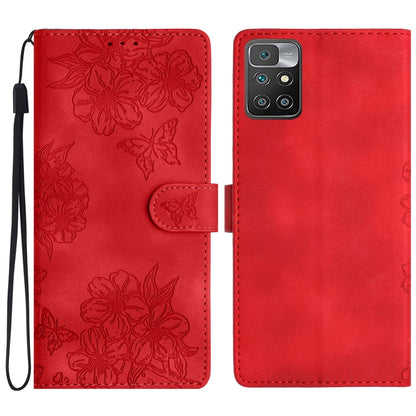 Cherry Blossom Butterfly Skin Feel Embossed PU Phone Case, For Xiaomi Redmi 10 2022, For Xiaomi Redmi Note 11 4G Global, For Xiaomi Redmi 10, For Xiaomi Redmi Note 10 5G, For Xiaomi Redmi Note 10S, For Xiaomi Redmi Note 10 Pro Max                      ...