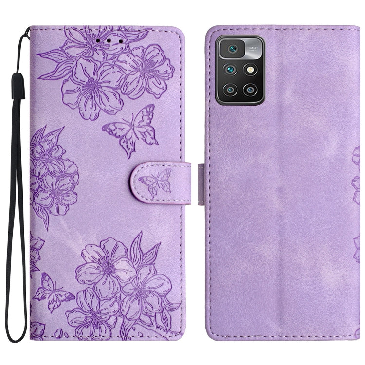 Cherry Blossom Butterfly Skin Feel Embossed PU Phone Case, For Xiaomi Redmi 10 2022, For Xiaomi Redmi Note 11 4G Global, For Xiaomi Redmi 10, For Xiaomi Redmi Note 10 5G, For Xiaomi Redmi Note 10S, For Xiaomi Redmi Note 10 Pro Max                      ...