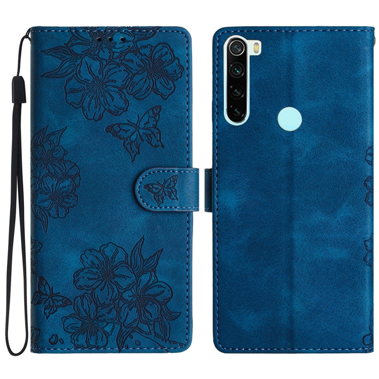 Cherry Blossom Butterfly Skin Feel Embossed PU Phone Case, For Xiaomi Redmi 9, For Xiaomi Redmi 9C, For Xiaomi Redmi Note 8T