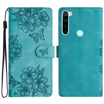 Cherry Blossom Butterfly Skin Feel Embossed PU Phone Case, For Xiaomi Redmi 9, For Xiaomi Redmi 9C, For Xiaomi Redmi Note 8T