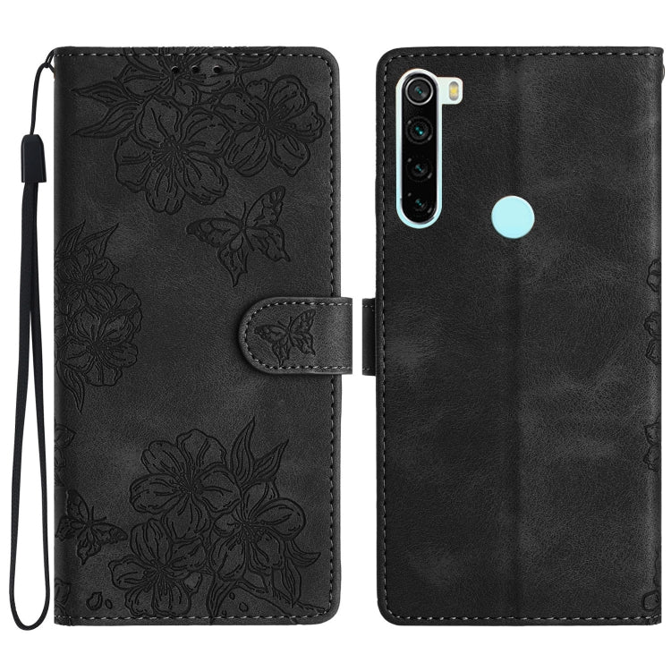 Cherry Blossom Butterfly Skin Feel Embossed PU Phone Case, For Xiaomi Redmi 9, For Xiaomi Redmi 9C, For Xiaomi Redmi Note 8T