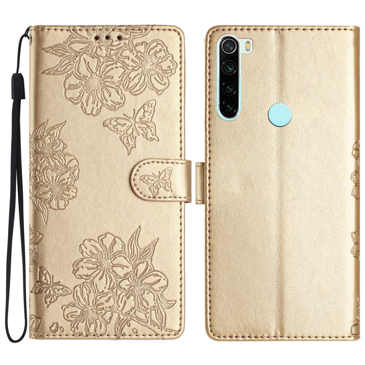 Cherry Blossom Butterfly Skin Feel Embossed PU Phone Case, For Xiaomi Redmi 9, For Xiaomi Redmi 9C, For Xiaomi Redmi Note 8T