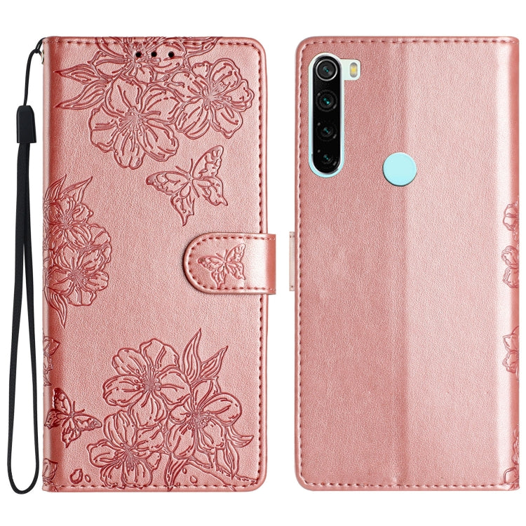 Cherry Blossom Butterfly Skin Feel Embossed PU Phone Case, For Xiaomi Redmi 9, For Xiaomi Redmi 9C, For Xiaomi Redmi Note 8T