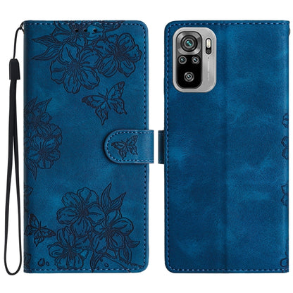 Cherry Blossom Butterfly Skin Feel Embossed PU Phone Case, For Xiaomi Redmi 10 2022, For Xiaomi Redmi Note 11 4G Global, For Xiaomi Redmi 10, For Xiaomi Redmi Note 10 5G, For Xiaomi Redmi Note 10S, For Xiaomi Redmi Note 10 Pro Max                      ...