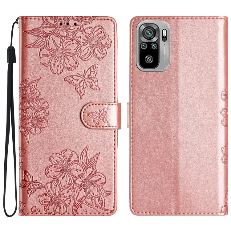 Cherry Blossom Butterfly Skin Feel Embossed PU Phone Case, For Xiaomi Redmi 10 2022, For Xiaomi Redmi Note 11 4G Global, For Xiaomi Redmi 10, For Xiaomi Redmi Note 10 5G, For Xiaomi Redmi Note 10S, For Xiaomi Redmi Note 10 Pro Max                      ...