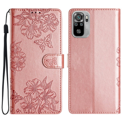 Cherry Blossom Butterfly Skin Feel Embossed PU Phone Case, For Xiaomi Redmi 10 2022, For Xiaomi Redmi Note 11 4G Global, For Xiaomi Redmi 10, For Xiaomi Redmi Note 10 5G, For Xiaomi Redmi Note 10S, For Xiaomi Redmi Note 10 Pro Max                      ...