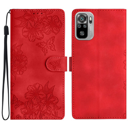 Cherry Blossom Butterfly Skin Feel Embossed PU Phone Case, For Xiaomi Redmi 10 2022, For Xiaomi Redmi Note 11 4G Global, For Xiaomi Redmi 10, For Xiaomi Redmi Note 10 5G, For Xiaomi Redmi Note 10S, For Xiaomi Redmi Note 10 Pro Max                      ...