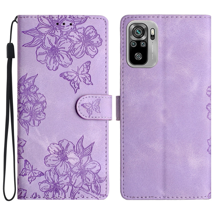 Cherry Blossom Butterfly Skin Feel Embossed PU Phone Case, For Xiaomi Redmi 10 2022, For Xiaomi Redmi Note 11 4G Global, For Xiaomi Redmi 10, For Xiaomi Redmi Note 10 5G, For Xiaomi Redmi Note 10S, For Xiaomi Redmi Note 10 Pro Max                      ...