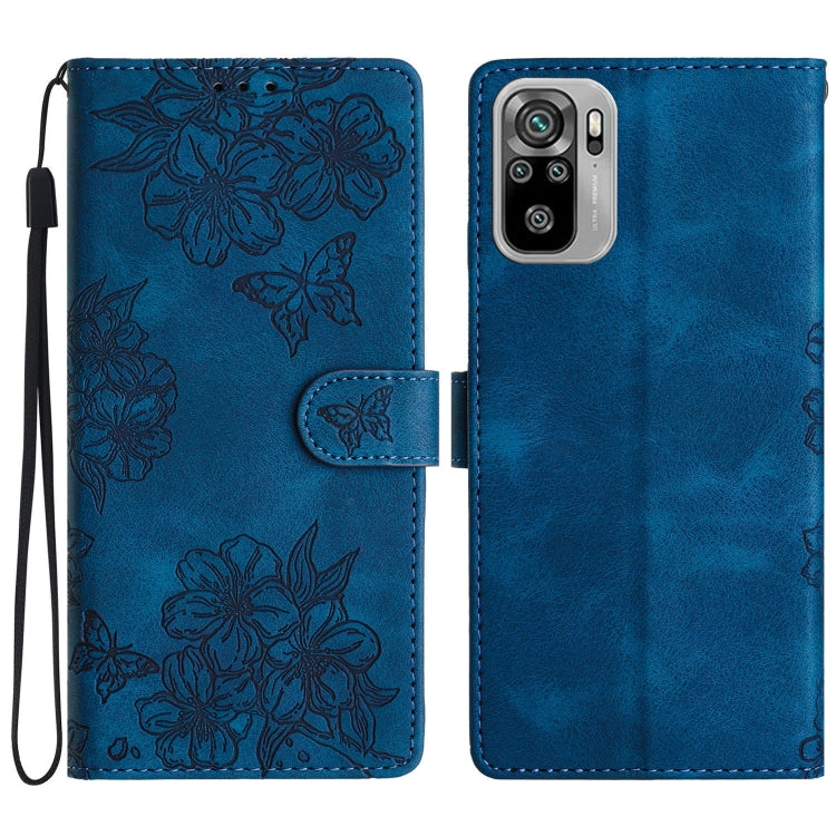 Cherry Blossom Butterfly Skin Feel Embossed PU Phone Case, For Xiaomi Redmi 10 2022, For Xiaomi Redmi Note 11 4G Global, For Xiaomi Redmi 10, For Xiaomi Redmi Note 10 5G, For Xiaomi Redmi Note 10S, For Xiaomi Redmi Note 10 Pro Max                      ...