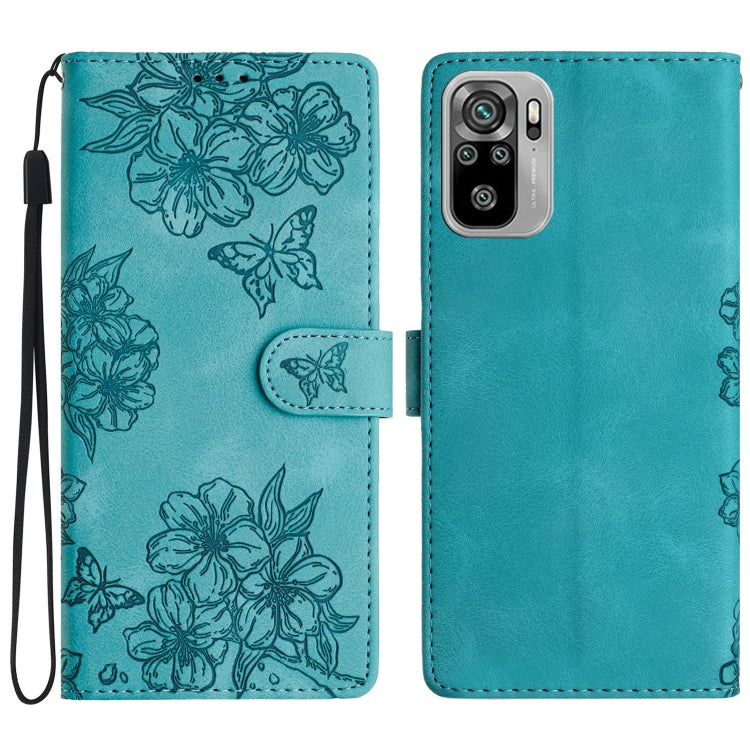 Cherry Blossom Butterfly Skin Feel Embossed PU Phone Case, For Xiaomi Redmi 10 2022, For Xiaomi Redmi Note 11 4G Global, For Xiaomi Redmi 10, For Xiaomi Redmi Note 10 5G, For Xiaomi Redmi Note 10S, For Xiaomi Redmi Note 10 Pro Max                      ...