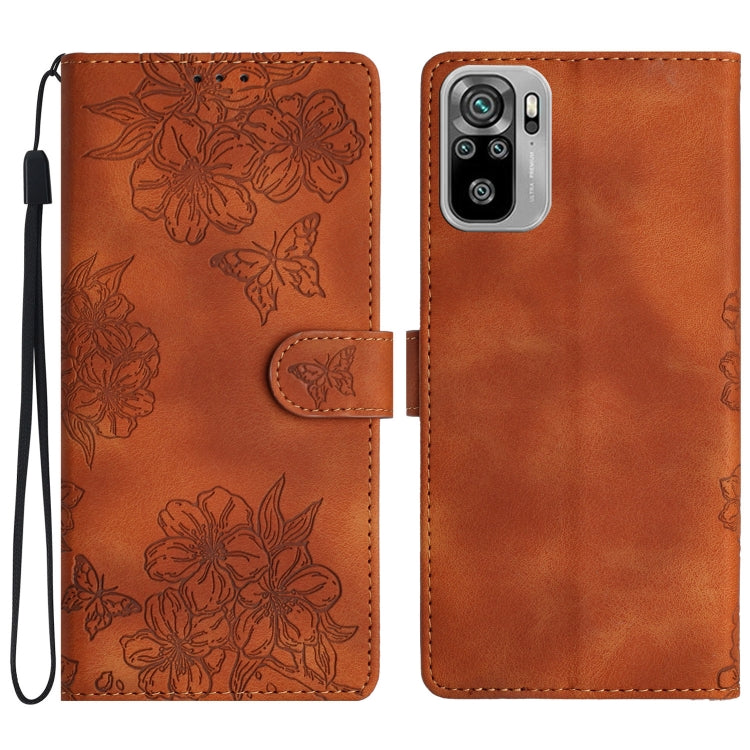 Cherry Blossom Butterfly Skin Feel Embossed PU Phone Case, For Xiaomi Redmi 10 2022, For Xiaomi Redmi Note 11 4G Global, For Xiaomi Redmi 10, For Xiaomi Redmi Note 10 5G, For Xiaomi Redmi Note 10S, For Xiaomi Redmi Note 10 Pro Max                      ...