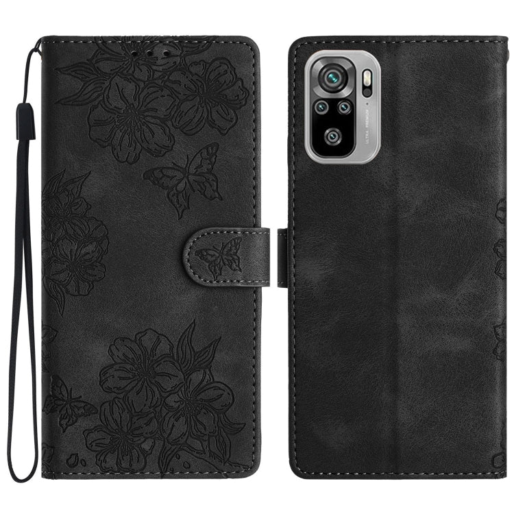Cherry Blossom Butterfly Skin Feel Embossed PU Phone Case, For Xiaomi Redmi 10 2022, For Xiaomi Redmi Note 11 4G Global, For Xiaomi Redmi 10, For Xiaomi Redmi Note 10 5G, For Xiaomi Redmi Note 10S, For Xiaomi Redmi Note 10 Pro Max                      ...