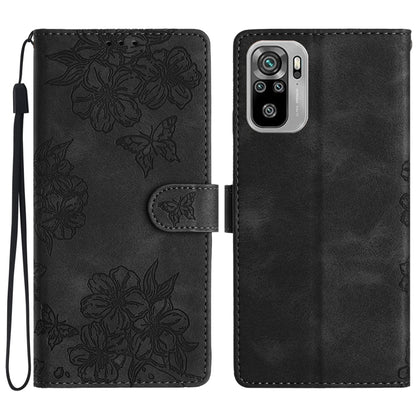 Cherry Blossom Butterfly Skin Feel Embossed PU Phone Case, For Xiaomi Redmi 10 2022, For Xiaomi Redmi Note 11 4G Global, For Xiaomi Redmi 10, For Xiaomi Redmi Note 10 5G, For Xiaomi Redmi Note 10S, For Xiaomi Redmi Note 10 Pro Max                      ...