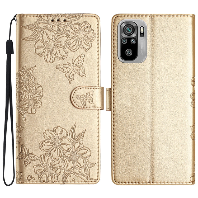 Cherry Blossom Butterfly Skin Feel Embossed PU Phone Case, For Xiaomi Redmi 10 2022, For Xiaomi Redmi Note 11 4G Global, For Xiaomi Redmi 10, For Xiaomi Redmi Note 10 5G, For Xiaomi Redmi Note 10S, For Xiaomi Redmi Note 10 Pro Max                      ...