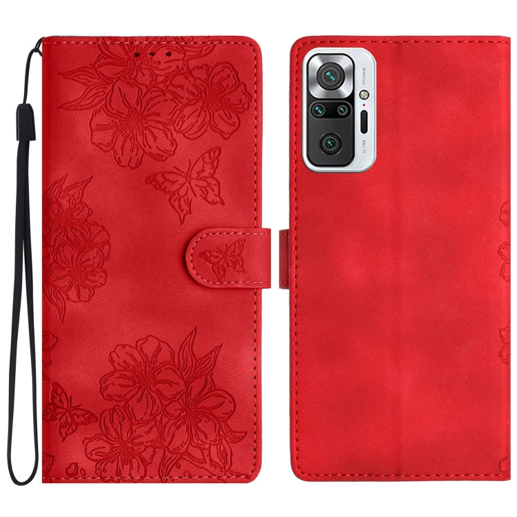 Cherry Blossom Butterfly Skin Feel Embossed PU Phone Case, For Xiaomi Redmi 10 2022, For Xiaomi Redmi Note 11 4G Global, For Xiaomi Redmi 10, For Xiaomi Redmi Note 10 5G, For Xiaomi Redmi Note 10S, For Xiaomi Redmi Note 10 Pro Max                      ...