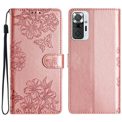 Cherry Blossom Butterfly Skin Feel Embossed PU Phone Case, For Xiaomi Redmi 10 2022, For Xiaomi Redmi Note 11 4G Global, For Xiaomi Redmi 10, For Xiaomi Redmi Note 10 5G, For Xiaomi Redmi Note 10S, For Xiaomi Redmi Note 10 Pro Max                      ...