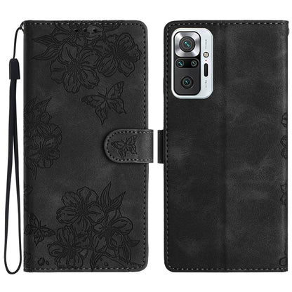 Cherry Blossom Butterfly Skin Feel Embossed PU Phone Case, For Xiaomi Redmi 10 2022, For Xiaomi Redmi Note 11 4G Global, For Xiaomi Redmi 10, For Xiaomi Redmi Note 10 5G, For Xiaomi Redmi Note 10S, For Xiaomi Redmi Note 10 Pro Max                      ...