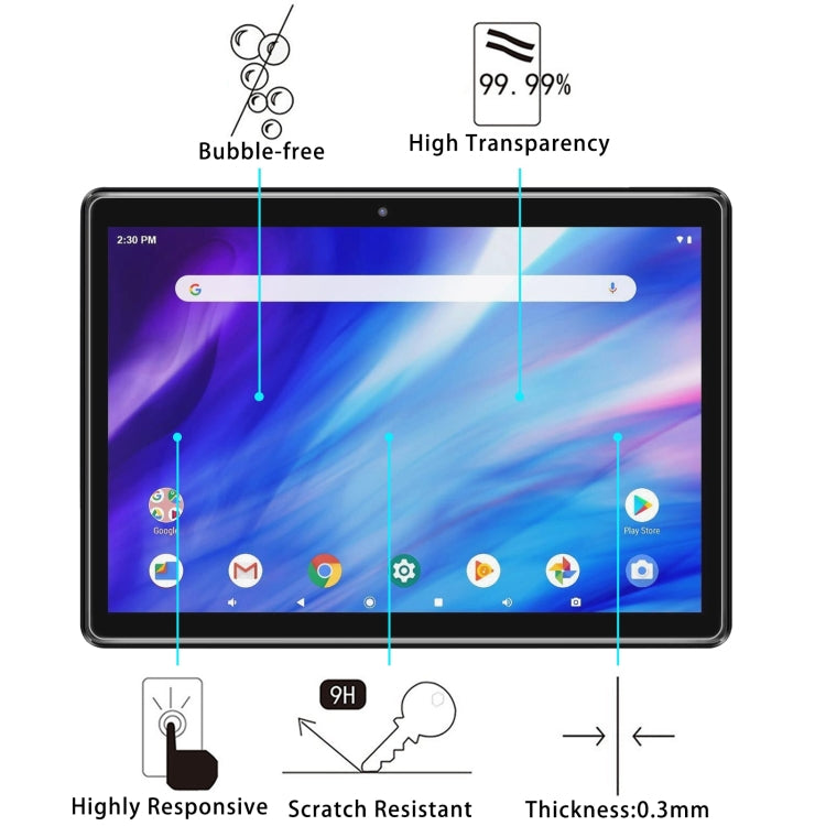 2pcs 9H 0.3mm Explosion-proof Tempered Glass Film, For PRITOM M10 10.1, For PRITOM Tab 16 12, For PRITOM Tab M7/Tab 7 Pro/Ainmel Kids 707, For PRITOM L10 10.1, For PRITOM Tab 11 10.1 inch