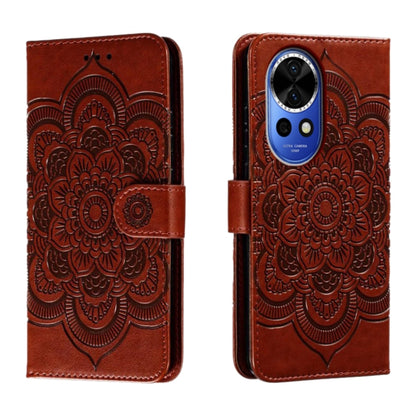 Sun Mandala Embossing Pattern Phone Leather Case, For Huawei Enjoy 70 Pro, For Huawei Enjoy 70, For Huawei Nova 12 Pro, For Huawei Nova 12