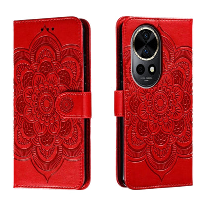 Sun Mandala Embossing Pattern Phone Leather Case, For Huawei Enjoy 70 Pro, For Huawei Enjoy 70, For Huawei Nova 12 Pro, For Huawei Nova 12