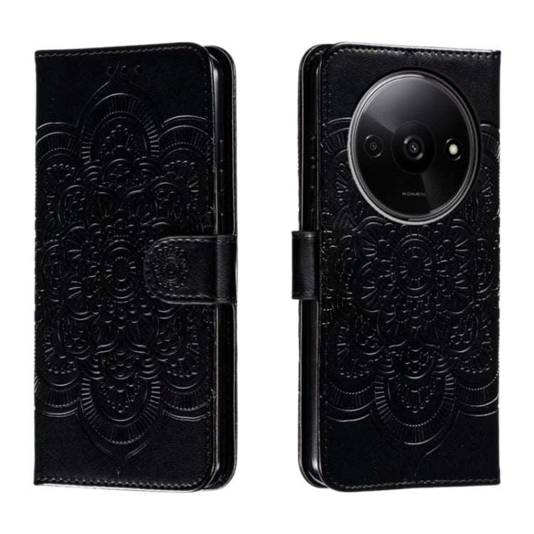 Sun Mandala Embossing Pattern Phone Leather Case, For Xiaomi Redmi A3, For Xiaomi Redmi Note 13 Pro 4G, For Xiaomi Redmi Note 13 4G, For Xiaomi Redmi K70E, For Xiaomi Redmi Note 13R Pro, For Xiaomi Redmi K70
