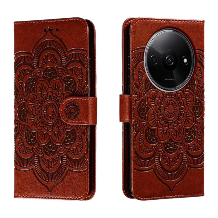 Sun Mandala Embossing Pattern Phone Leather Case, For Xiaomi Redmi A3, For Xiaomi Redmi Note 13 Pro 4G, For Xiaomi Redmi Note 13 4G, For Xiaomi Redmi K70E, For Xiaomi Redmi Note 13R Pro, For Xiaomi Redmi K70