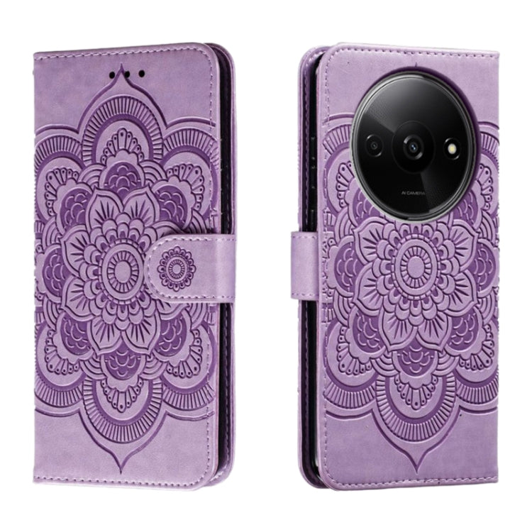 Sun Mandala Embossing Pattern Phone Leather Case, For Xiaomi Redmi A3, For Xiaomi Redmi Note 13 Pro 4G, For Xiaomi Redmi Note 13 4G, For Xiaomi Redmi K70E, For Xiaomi Redmi Note 13R Pro, For Xiaomi Redmi K70