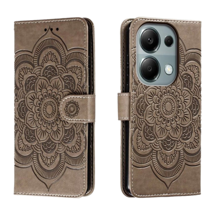 Sun Mandala Embossing Pattern Phone Leather Case, For Xiaomi Redmi A3, For Xiaomi Redmi Note 13 Pro 4G, For Xiaomi Redmi Note 13 4G, For Xiaomi Redmi K70E, For Xiaomi Redmi Note 13R Pro, For Xiaomi Redmi K70