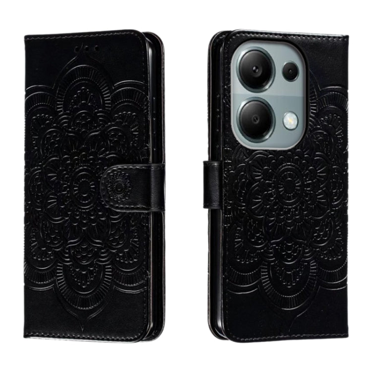 Sun Mandala Embossing Pattern Phone Leather Case, For Xiaomi Redmi A3, For Xiaomi Redmi Note 13 Pro 4G, For Xiaomi Redmi Note 13 4G, For Xiaomi Redmi K70E, For Xiaomi Redmi Note 13R Pro, For Xiaomi Redmi K70