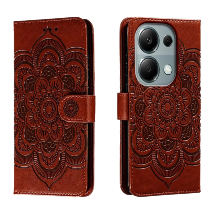 Sun Mandala Embossing Pattern Phone Leather Case, For Xiaomi Redmi A3, For Xiaomi Redmi Note 13 Pro 4G, For Xiaomi Redmi Note 13 4G, For Xiaomi Redmi K70E, For Xiaomi Redmi Note 13R Pro, For Xiaomi Redmi K70