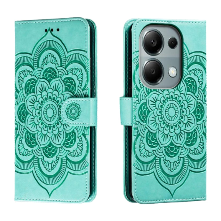 Sun Mandala Embossing Pattern Phone Leather Case, For Xiaomi Redmi A3, For Xiaomi Redmi Note 13 Pro 4G, For Xiaomi Redmi Note 13 4G, For Xiaomi Redmi K70E, For Xiaomi Redmi Note 13R Pro, For Xiaomi Redmi K70
