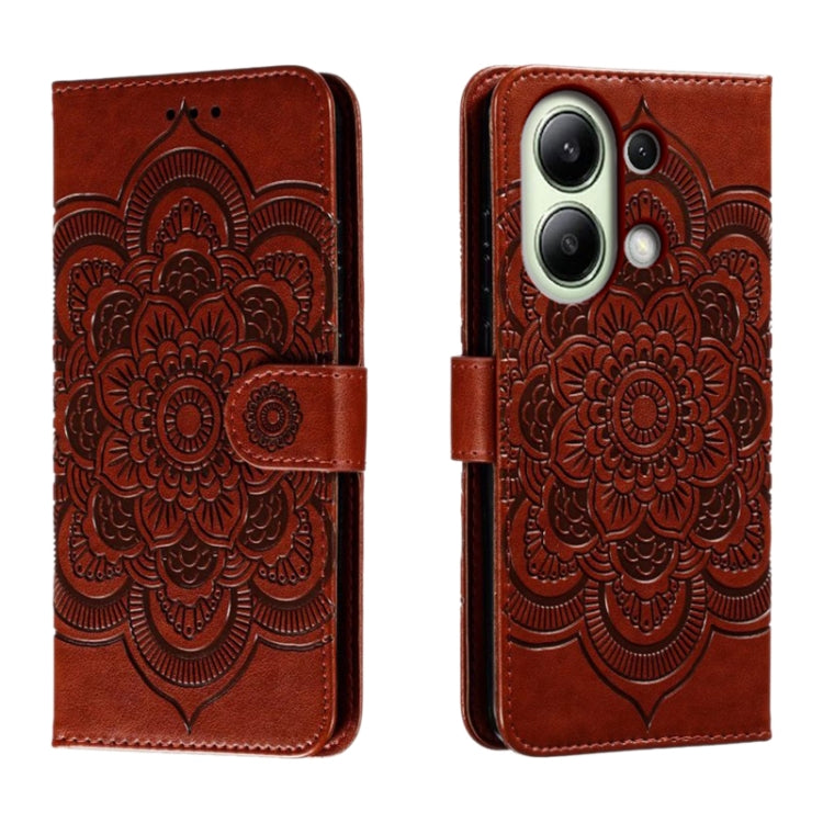 Sun Mandala Embossing Pattern Phone Leather Case, For Xiaomi Redmi A3, For Xiaomi Redmi Note 13 Pro 4G, For Xiaomi Redmi Note 13 4G, For Xiaomi Redmi K70E, For Xiaomi Redmi Note 13R Pro, For Xiaomi Redmi K70