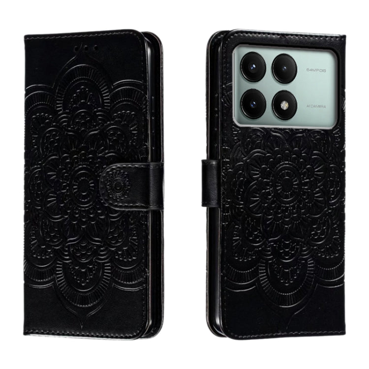 Sun Mandala Embossing Pattern Phone Leather Case, For Xiaomi Redmi A3, For Xiaomi Redmi Note 13 Pro 4G, For Xiaomi Redmi Note 13 4G, For Xiaomi Redmi K70E, For Xiaomi Redmi Note 13R Pro, For Xiaomi Redmi K70