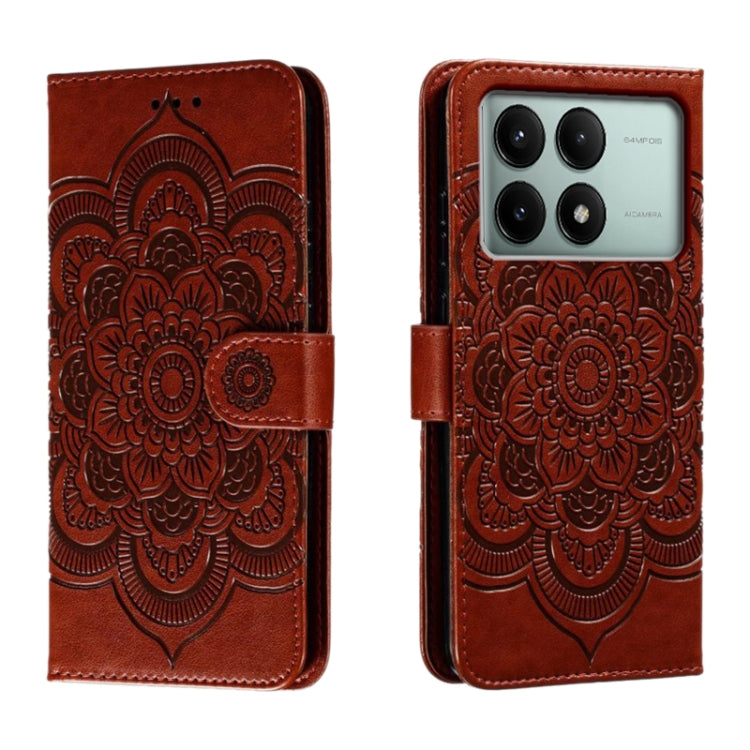 Sun Mandala Embossing Pattern Phone Leather Case, For Xiaomi Redmi A3, For Xiaomi Redmi Note 13 Pro 4G, For Xiaomi Redmi Note 13 4G, For Xiaomi Redmi K70E, For Xiaomi Redmi Note 13R Pro, For Xiaomi Redmi K70