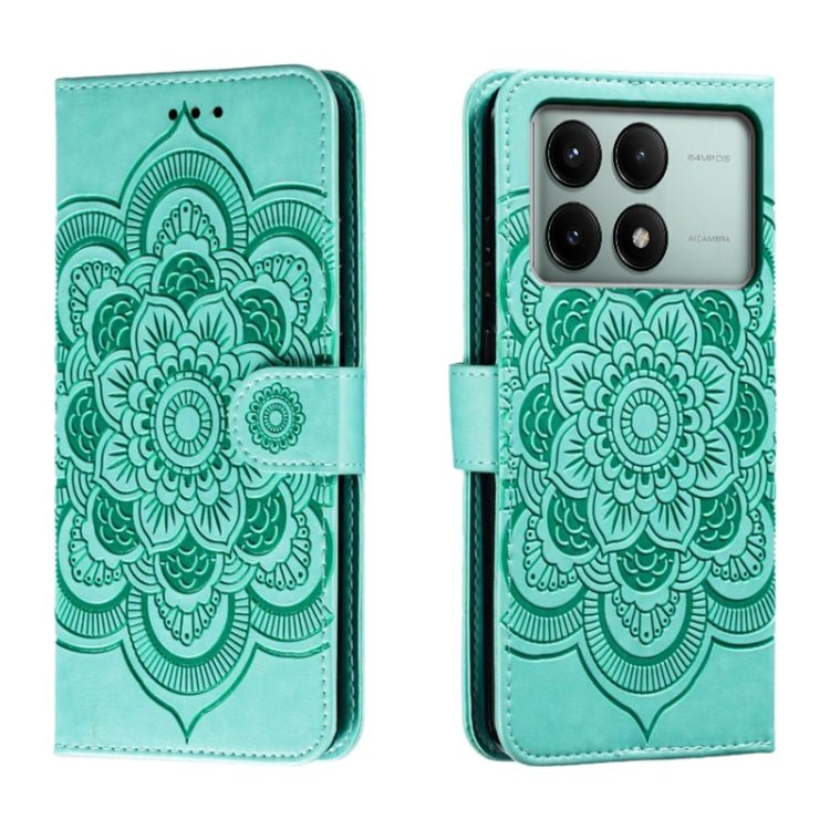 Sun Mandala Embossing Pattern Phone Leather Case, For Xiaomi Redmi A3, For Xiaomi Redmi Note 13 Pro 4G, For Xiaomi Redmi Note 13 4G, For Xiaomi Redmi K70E, For Xiaomi Redmi Note 13R Pro, For Xiaomi Redmi K70
