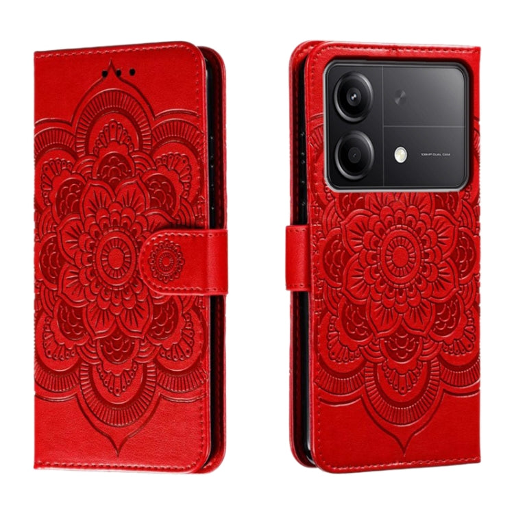 Sun Mandala Embossing Pattern Phone Leather Case, For Xiaomi Redmi A3, For Xiaomi Redmi Note 13 Pro 4G, For Xiaomi Redmi Note 13 4G, For Xiaomi Redmi K70E, For Xiaomi Redmi Note 13R Pro, For Xiaomi Redmi K70