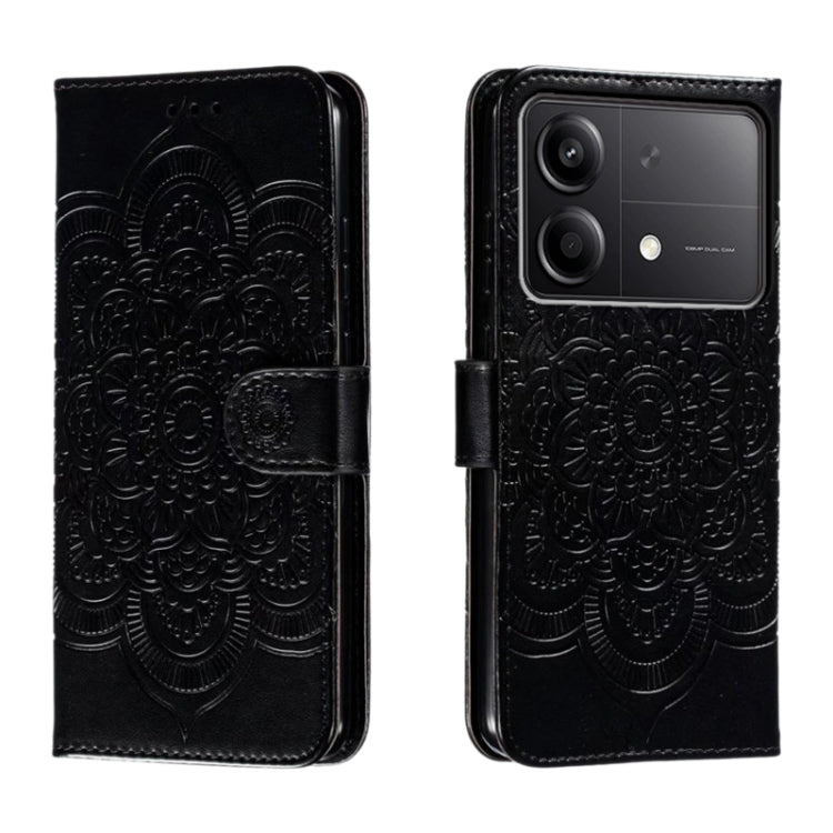Sun Mandala Embossing Pattern Phone Leather Case, For Xiaomi Redmi A3, For Xiaomi Redmi Note 13 Pro 4G, For Xiaomi Redmi Note 13 4G, For Xiaomi Redmi K70E, For Xiaomi Redmi Note 13R Pro, For Xiaomi Redmi K70