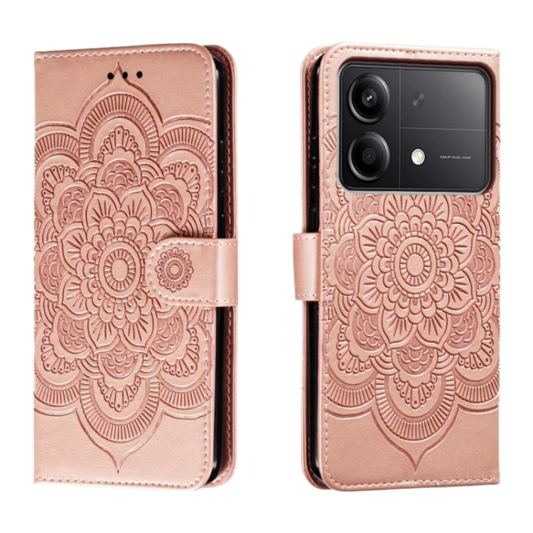 Sun Mandala Embossing Pattern Phone Leather Case, For Xiaomi Redmi A3, For Xiaomi Redmi Note 13 Pro 4G, For Xiaomi Redmi Note 13 4G, For Xiaomi Redmi K70E, For Xiaomi Redmi Note 13R Pro, For Xiaomi Redmi K70