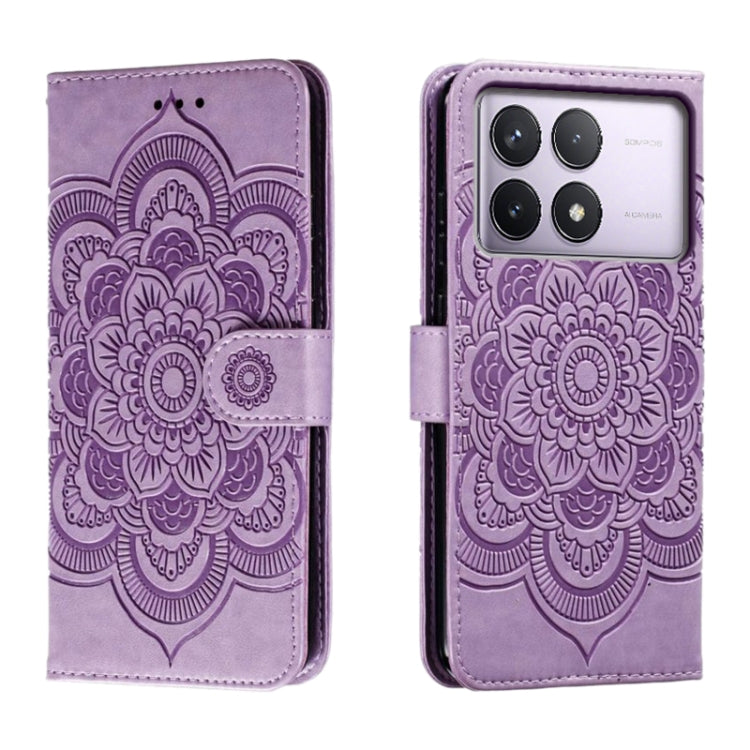 Sun Mandala Embossing Pattern Phone Leather Case, For Xiaomi Redmi A3, For Xiaomi Redmi Note 13 Pro 4G, For Xiaomi Redmi Note 13 4G, For Xiaomi Redmi K70E, For Xiaomi Redmi Note 13R Pro, For Xiaomi Redmi K70